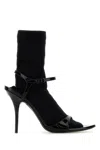 Balenciaga Avenue Sock Black Sandal In Patent Leather And Mesh In Blackblack