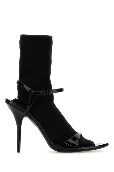 Balenciaga Avenue Sock Black Sandal In Patent Leather And Mesh