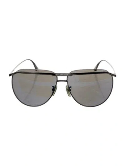 Pre-owned Balenciaga Aviator Mirrored Sunglasses In Silver