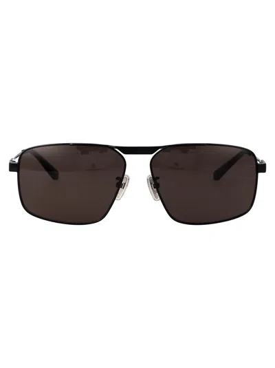Balenciaga Aviator Sunglasses Bb0418 Sk 001 In Black-black-grey