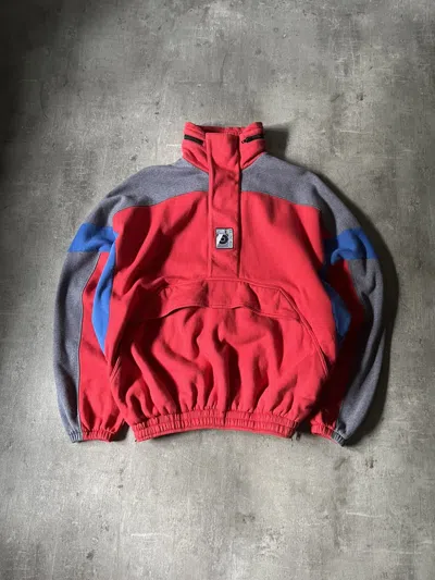 Pre-owned Balenciaga A/w 18 Ski Quater Zip Sweatshirt 80's Style In Red