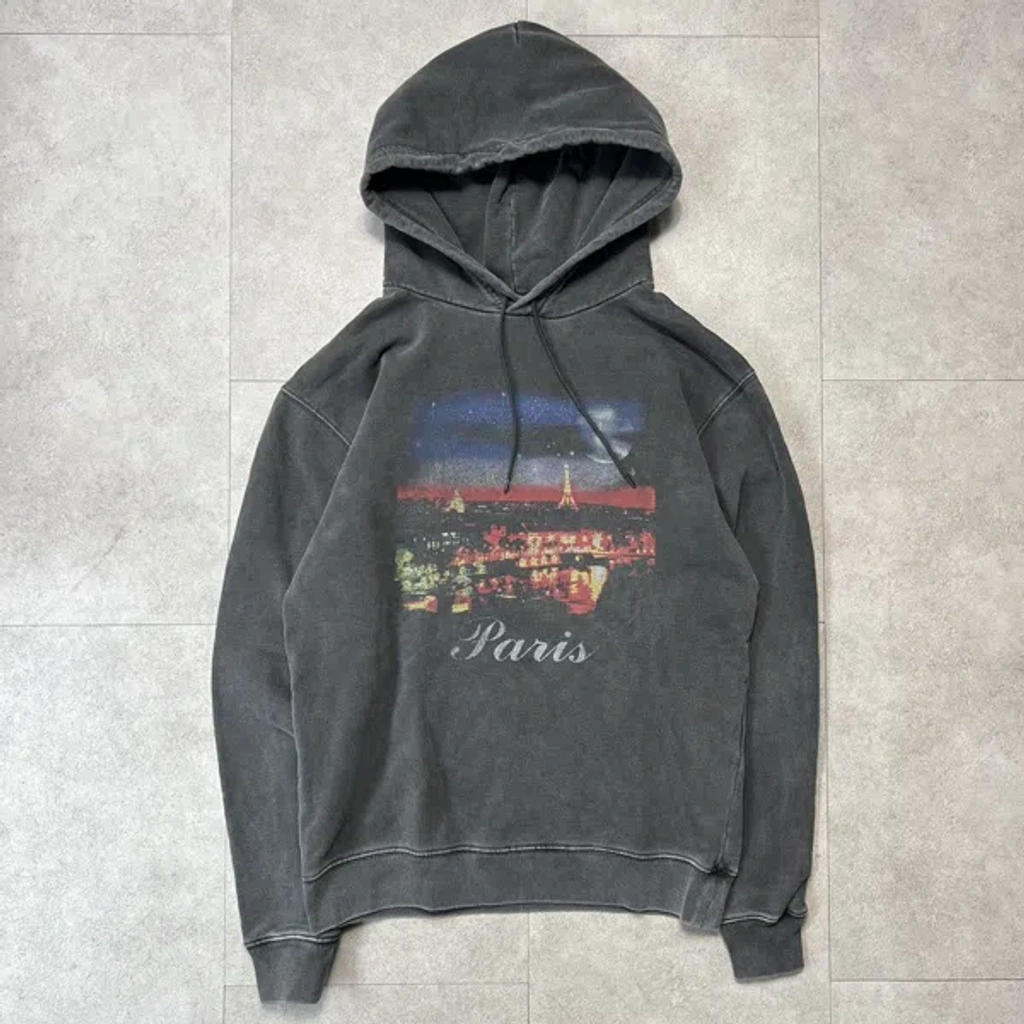 Pre-owned Balenciaga Aw17 Paris Tourist Souvenir Hoodie Grey In