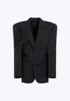 Balenciaga Away Boxy Blazer In Wool In Gray