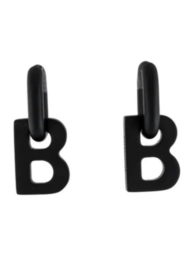 Pre-owned Balenciaga B Chain Drop Hoop Earrings In Multicolor