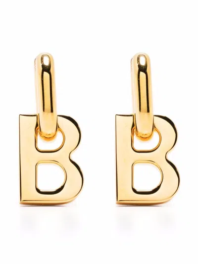 BALENCIAGA B CHAIN XS EARRINGS IN SHINY GOLD BRASS