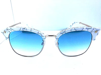 Pre-owned Balenciaga Ba 114-k/s 24w 55mm White Gold Blue Oversized Women's Sunglasses