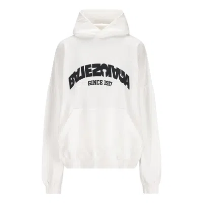 BALENCIAGA BALENCIAGA BACK FLIP ROUND HOODIE OVERSIZED 'WHITE BLACK'