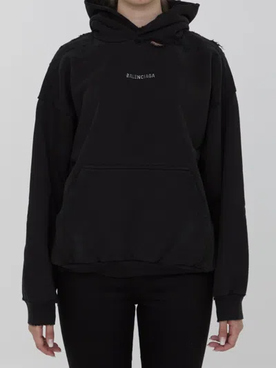 Balenciaga Back Hoodie In Black