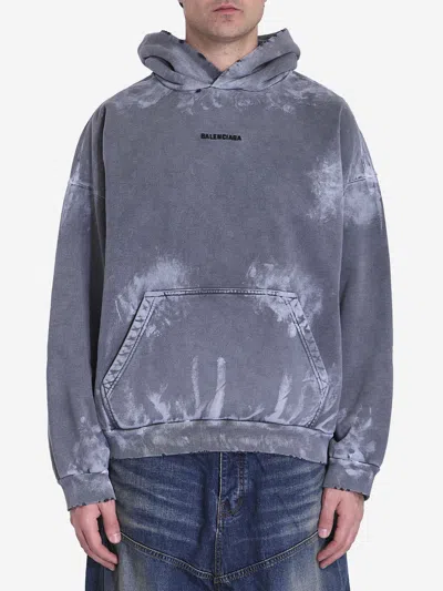 Balenciaga Back Medium Fit Hoodie In Grey
