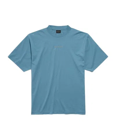 Balenciaga Back Reflective T-shirt In Gray-blue