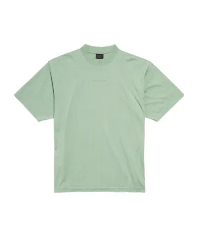 Balenciaga Back Reflective T-shirt Medium Fit In Sage Green In Gray-green
