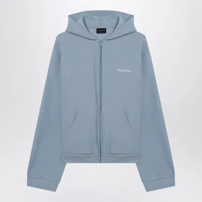Balenciaga Back Regular Fit Zip Hoodie Women In Blue