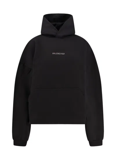 Balenciaga Back Strass Hoodie In Black