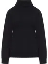 Balenciaga Women Black Turtleneck Sweater With Rear Half Zip Closure In Cotton Blend Stretch Woman In Black