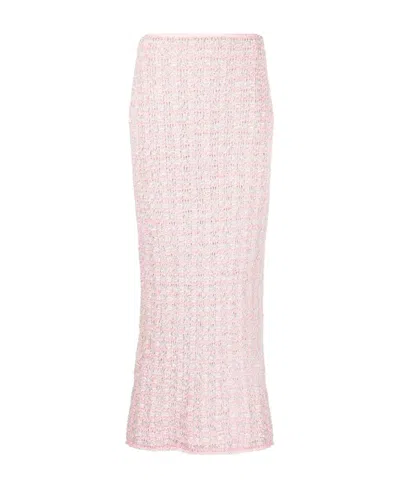 Balenciaga Back-to-front Bouclé Long Skirt In Pink