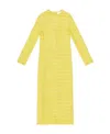 Balenciaga Yellow Bb Button Boucle Woven Tweed Midi Dress In Yellow