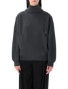 Balenciaga Women Grey Turtleneck Sweater With Rear Zip In Wool Woman In Gray