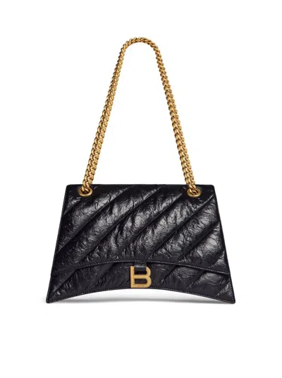 Balenciaga Women's Crush Medium Chain Bag Quilted In Black