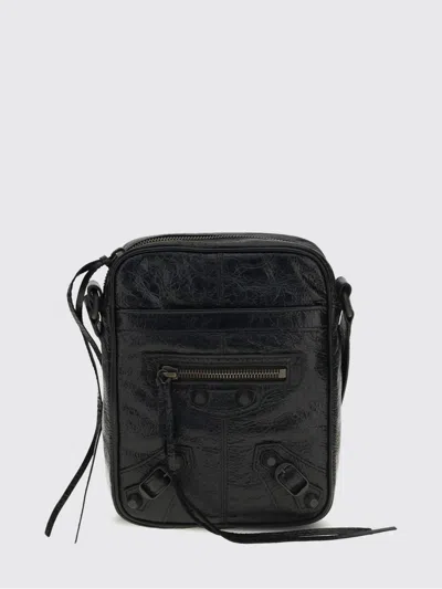 Balenciaga Le City Vertical Arena Leather Crossbody Bag In Black