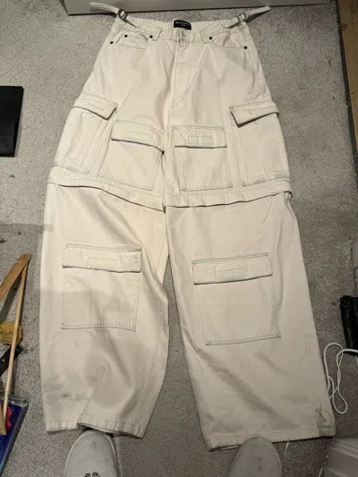 Pre-owned Balenciaga Baggy Cargo Pants In White
