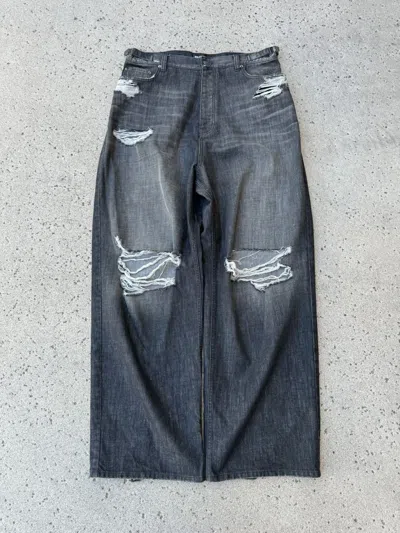 Pre-owned Balenciaga Baggy Destroyed Jeans In Black