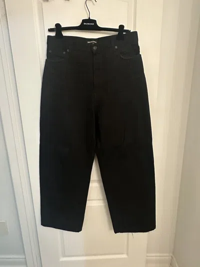 Pre-owned Balenciaga Baggy Distressed Hem Jeans In Black