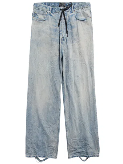 Balenciaga Baggy Jeans With Drawstring In Blue