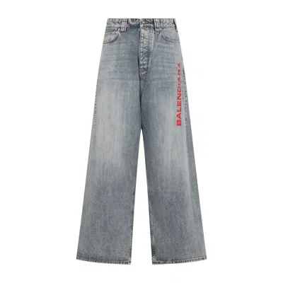 Balenciaga Stained Blue Cotton Baggy Pants