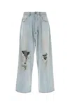 Balenciaga Relaxed Fit Wide Leg Trousers In Blue