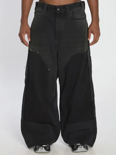 Balenciaga Baggy Ripped Off Denim Pants In Black