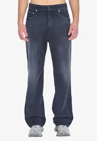 Balenciaga Denim Baggy Trousers Regular Fit Five Pocket In Blue