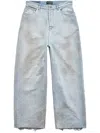 Balenciaga Distressed Wide-leg Jeans In Blue
