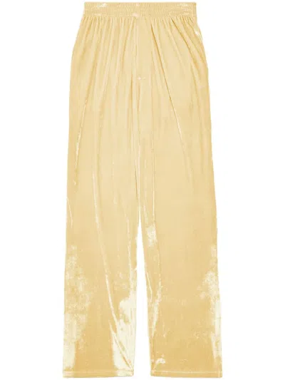 Balenciaga Straight-leg-hose In Samtoptik In Yellow