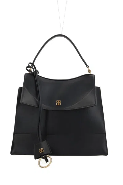 Balenciaga Medium Nano Leather Shoulder Bag In Black