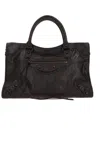 Balenciaga Le City Stud-embellished Leather Tote Bag In Brown