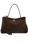 Balenciaga Women Dark Brown Suede Medium Rodeo Handbag In Brown