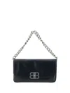 Balenciaga Small Leather Soft Flap Shoulder Bag In Black