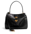Balenciaga Women`s Medium Rodeo Crocodile Embossed Bag In Black In Black