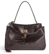 Balenciaga Rodeo Handbag In Crocodile-embossed Leather In Brown