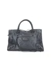 Balenciaga Le City Medium Crinkled Leather Top-handle Bag In Gray
