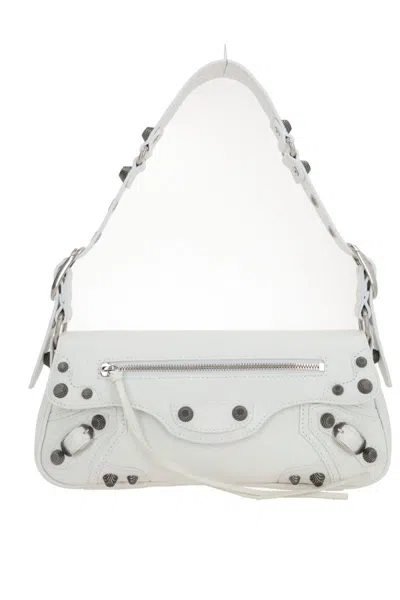 Balenciaga White Leather Small Le Cagole Sling Shoulder Bag In Optic White