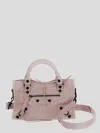 Balenciaga Mini Leather Shoulder Bag With Metal Studs In Petalpink
