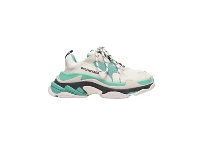 Pre-owned Balenciaga Balencaiga Triple S Grey Turquoise (women's) Sneakers In White