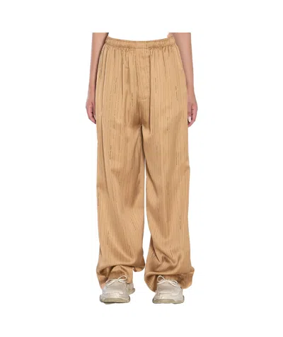 Balenciaga Balencia Elasticated Waist Wide-leg Pants In Brown