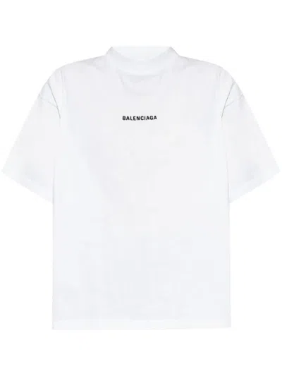 Balenciaga Women Cropped Logo T-shirt In White