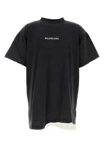 Balenciaga Back Double Black Faded Dry Jersey T-shirt