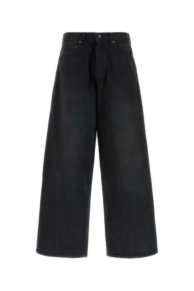 Balenciaga Black Organic Japanese Denim Wide Pants