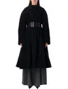 Balenciaga L-blend Cloth Coat With Belt In Black