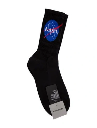 Pre-owned Balenciaga Knit Logo Socks W/ Tags W/tags In Black