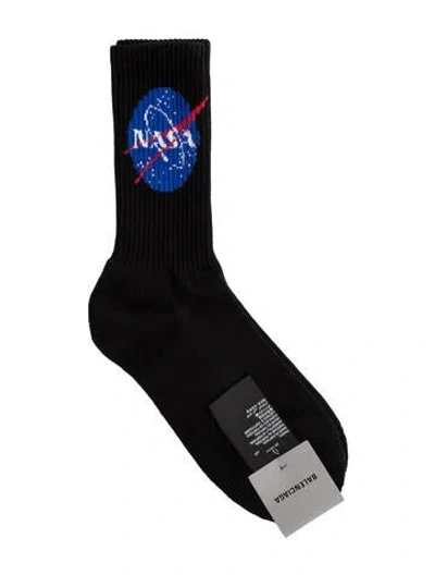 Pre-owned Balenciaga Knit Logo Socks W/ Tags W/tags In Black